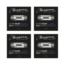 Magma Ultra Flat Electric Bass Guitar Strings - Medium Gauge Stainless Steel Strings - Long Scale 34 inch 4 String Sets 45-105 gauges (BE170SUF) - 4 Sets Bass Strings