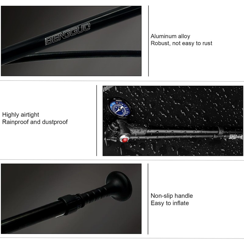 High-Pressure Bike Shock Pump (Max 400 PSI) 3-in-1 – Suspension