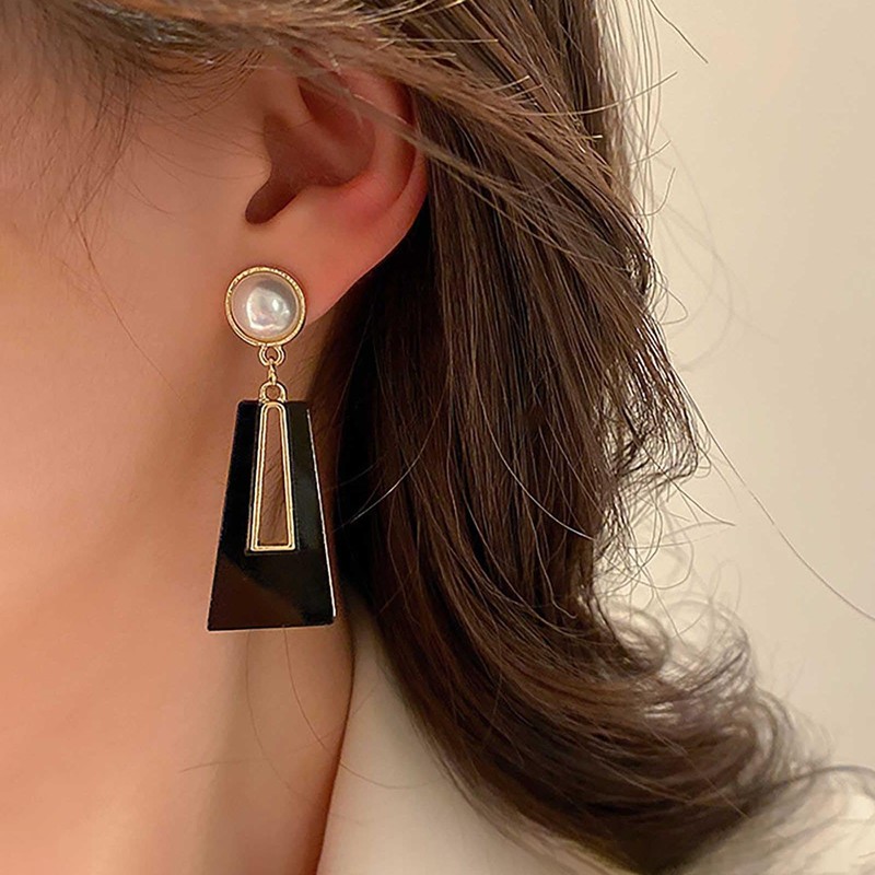 TseanYi Boho Acrylic Square Dangle Earrings Vintage Pearl Studs Earrings