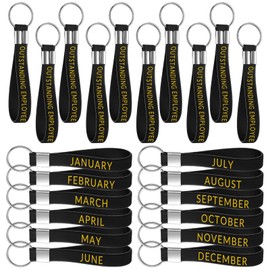 Sureio 36 Pcs Employee Silicone Keychains Award Employee of the Month Keychains 1-12 Month Employee Appreciation Keychains Motivational Key Chains Thank You Gifts for Employee Coworker Team Staff
