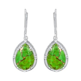 9.51Cts Green Copper Turquoise Earrings For Women Green Stone December Birthstone Jewelry Women's Day Gifts For Mom Sister