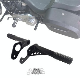DreDoggMoto Passenger Rear Footpegs Crash Bar Frame Slider for Harley Davidson Softail Street Bob FXBB, Low Rider FXLR, Heritage Classic 2018-2023, Black Aluminum & Steel