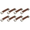 HOOUU 8 Pcs Leather Cabinet Drawer Pulls Knobs Handmade Leather