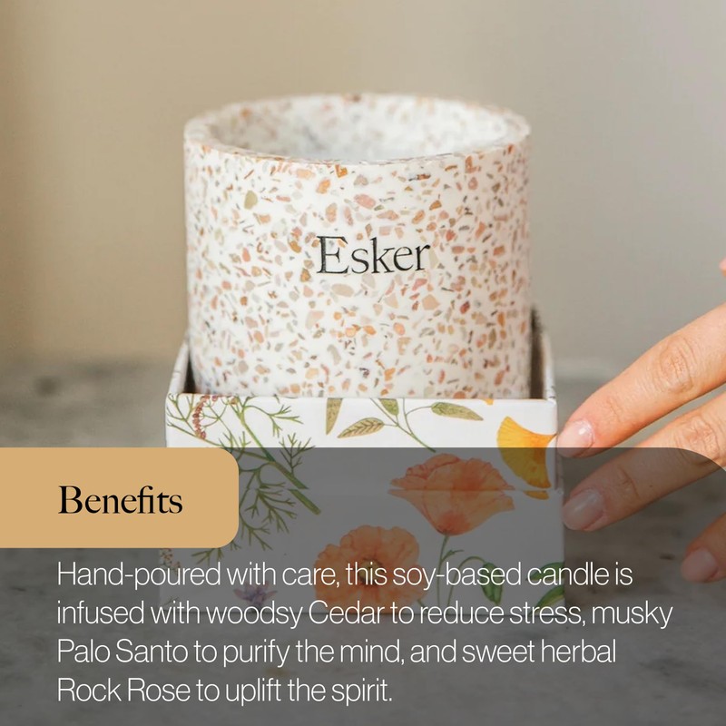 Esker Terrazzo Plantable Candle – Hand-Poured Soy Wax with Essential