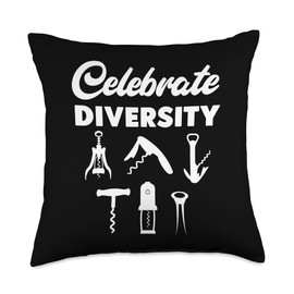 Wine Steward Drinker Lover Waiter Sommelier HS0 Sommelier Drinking Tasting Corkscrew Wine Opener Throw Pillow, 18x18, Multicolor