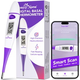 Easy@Home Easy@Home Digital Basal Body Thermometer: Accurate Oral Temperature BBT Thermometer with Premom Fertility Tracker App - 1/100th Degree High Precision | EBT-018 Purple