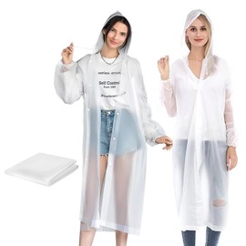 Arcjunys Rain Poncho Waterproof Adult Reusable Waterproof Poncho Rain Coat Raincoat Rain Ponchos for Adults Men Women for Outdoor Hiking Camping Cycling Traveling White