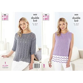 King Cole Ladies Double Knit DK Knitting Pattern Womens Lace Detail Sweater & Top (5622)