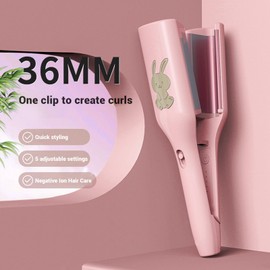 Rizador de Pelo de 32 Mm, Rizador de Onda Grande para Cabello Ondulado Elegante, 5 Ajustes de Temperatura, Calentamiento Rápido de 15 S, Antideslizante, Cable Giratorio de