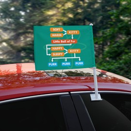 Big Bang Theory Soft Kitty Flow Chart Car Truck Flag with Window Clip On Pole Holder