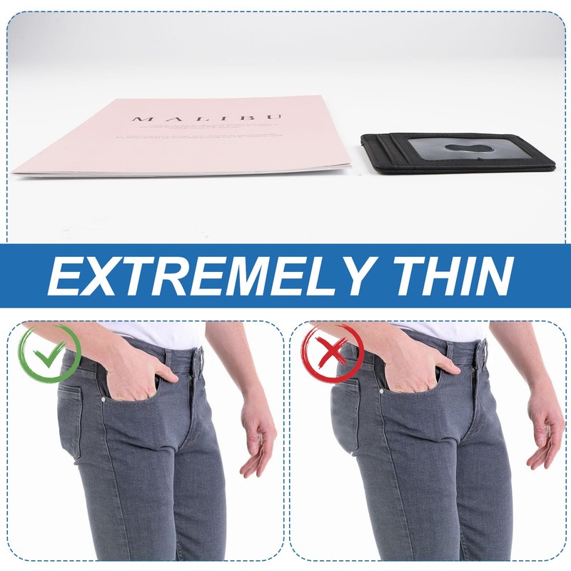 DXLing Leather Mini Wallet Credit Card Holder for Men, Card