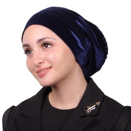 Mu Lan Velvet Low Shaper | Anti-Slip Non-Slip Adjustable Hijab Volumizer | Turban Base Bun | Practical Comfortable, Navy Blue, Free Size