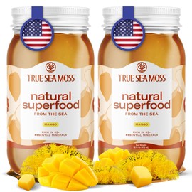 TrueSeaMoss Wildcrafted Irish Sea Moss Gel - Made with Dried Seaweed & Fresh Sea Vegetables, Seamoss - Made in USA (Mango, Pack of 2)