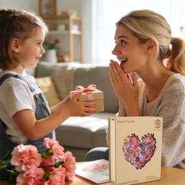 Mys Aurora Puzzles for Adults Heart Flower Wooden Puzzles, 200 Pieces Unique Shaped Jigsaw Puzzles, Birthday Gifts for Mom Adults and Kids, Fun Challenge Family Game 11.2'' x 10.8'' FSC Certified