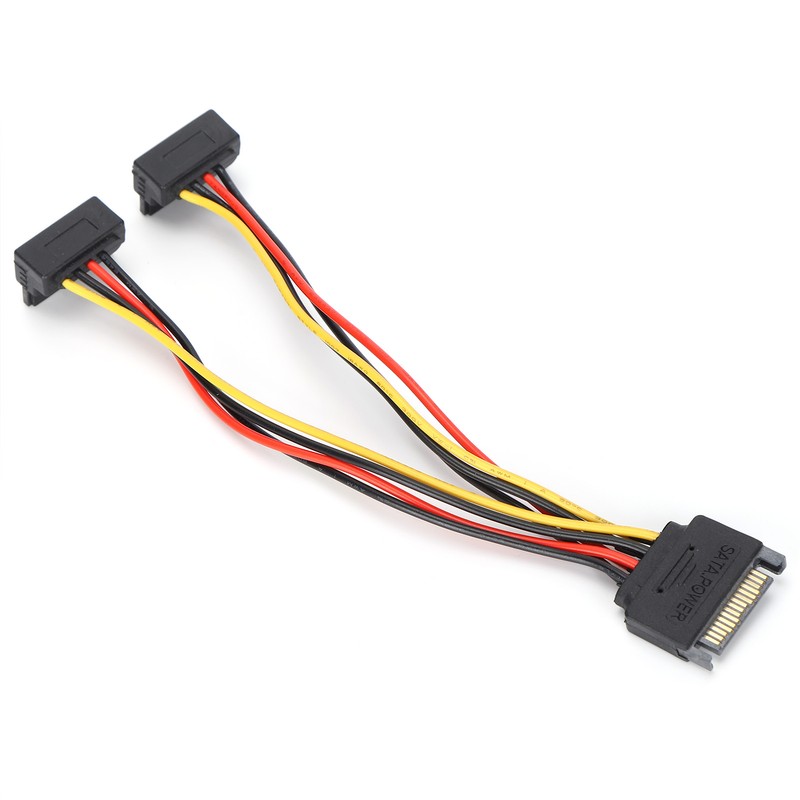 10Pcs SATA Power Adapter 15pin 1 Male to 2 Female