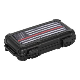 Cigar Caddy Waterproof Travel Cigar Humidor for 5 Cigars, First Responders Series, Red Line