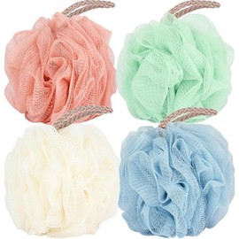 Loofah Sponge Shower Set, 50g Mesh Bath Sponges (4 Colors) for Body Wash, Back Scrubber – 4 Pack Bathing Accessories for Men and Women - Style: 50g White 4 Pack