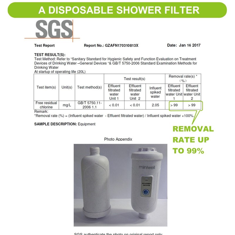 Miniwell Shower Filter L730-XC, Removes Over 99% Chlorine, Shower Head