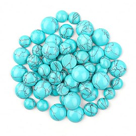 VIAILI SYMIE 60 piezas de cabujones naturales medio redondos con parte trasera plana, abalorio de piedras semipreciosas azul turquesa para hacer joyas de 6 mm