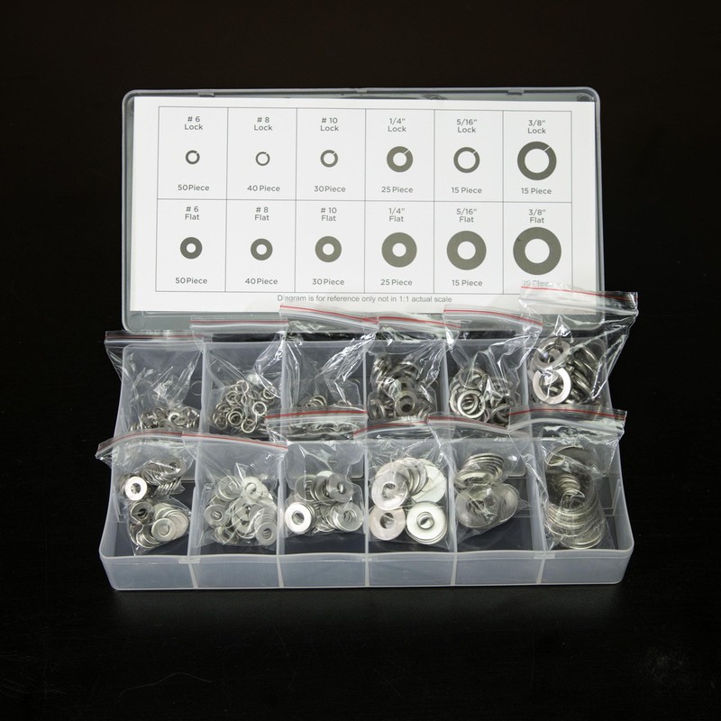 NEIKO 50400A Stainless Steel Lock and Flat Washer Assortment |