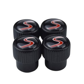 (Set of 4) S Metal Auto Tire Valve Stem Cap Cover with Resin S Emblem Covers Trim for Mini Cooper S Countryman S Clubman S JCW 36110429652