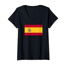 Womens Spain Flag Europe Pride In My DNA For Men Women Kids V-Neck T-Shirt