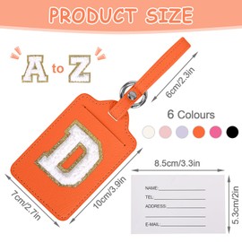 Initial Letter Luggage Tags for Suitcases, Monogrammed Suitcase Luggage Identifier Name Tag, PU Leather TSA Approved Luggage Tags,Bag Tags for Men Women Kids Luggage Handbags(Orange-White D)