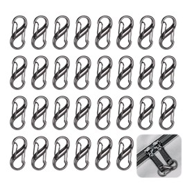 30PCS Zipper Clips Anti Theft, S Mini Carabiner Zipper Lock Set with Dual Opening Locks, Durable S Carabiner Clip Quick Disconnect for Backpacks Purses Luggage Travel Bags Camping Suitcases, Gunmetal
