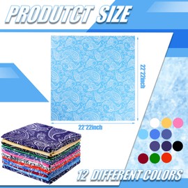 Xuhal 12 Pieces Paisley Cooling Bandana Water Soaking Neck Wraps Wicking Bandana for Women Man Fishing Fitness Sports