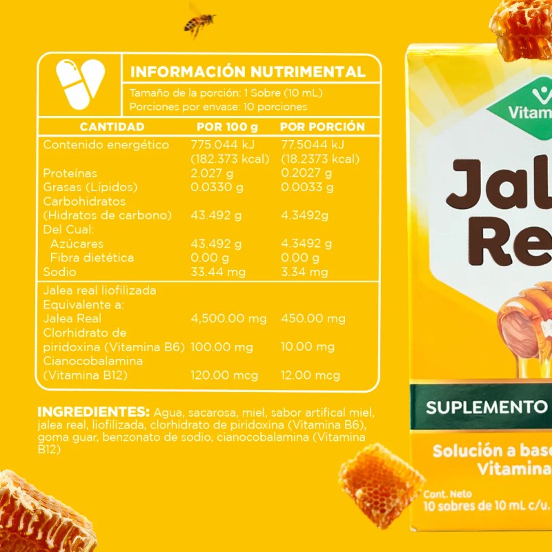 Jalea Real Vitamínik 10 Sobres De 10 Ml Vitaminas B6