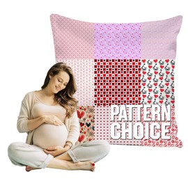 maizi Pregnancy Support Pillow Multiple Patterns 34x34 Inch Square Maternity Pillow with Pattern Choice, Satin Pillowcase (Purple Mix)