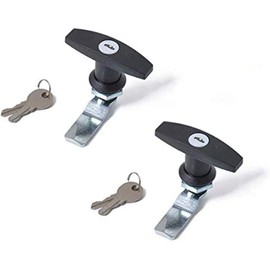 MASO 2x T-Handle Door Lock Latch Truck Cap Camper TrailerCabinet T-Handle Garage Door Lock Bright chrome Black