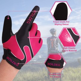 BOILDEG Cycling Gloves Full Finger Mountain Bike Gloves with Anti-Slip Shock-Absorbing Pad Breathable,Touchscreen MTB Road Biking Gloves for Men/Women