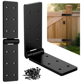 Heavy Duty Gate Hinges,Heavy Duty Folding Butt Hinges,Black Gate Hinge with Screws,for Wood Fence Patio Door(2, Black)