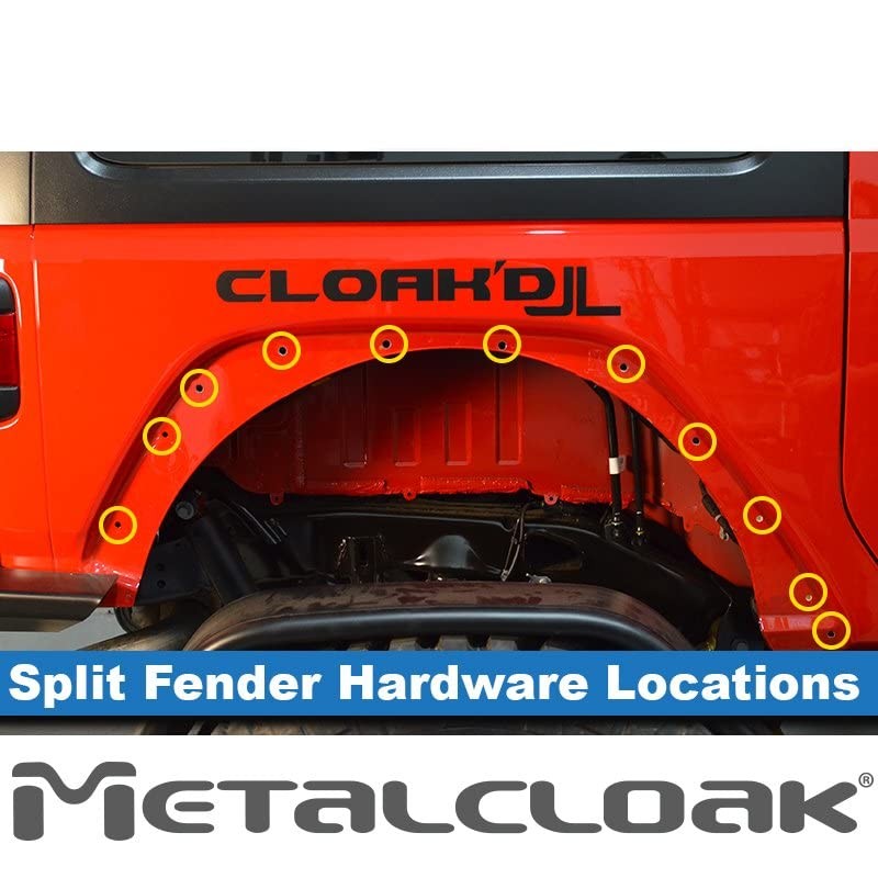 Split Rubicon Fender Bolt Upgrade Kit by Metalcloak, Compatible with