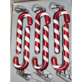 Glass ornaments. 6 Clip on Candy cane.