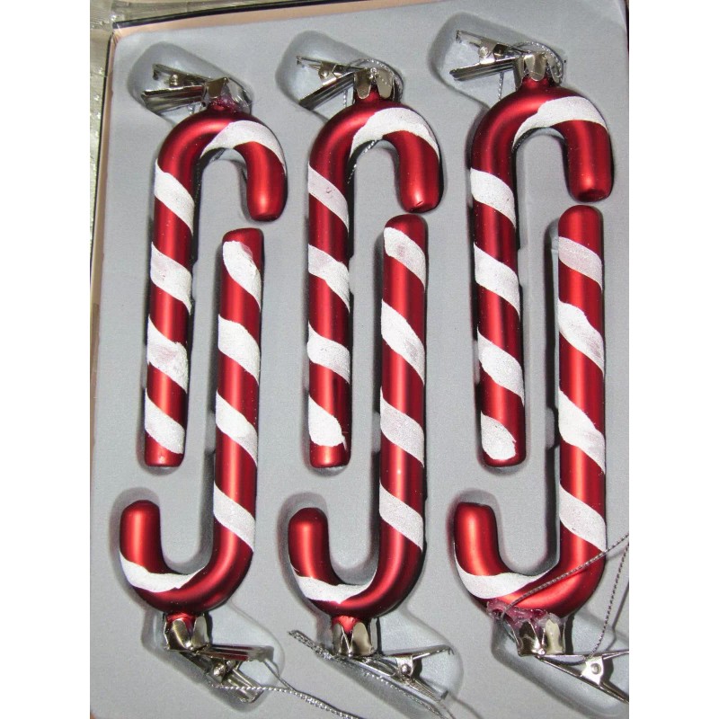 Glass ornaments. 6 Clip on Candy cane.