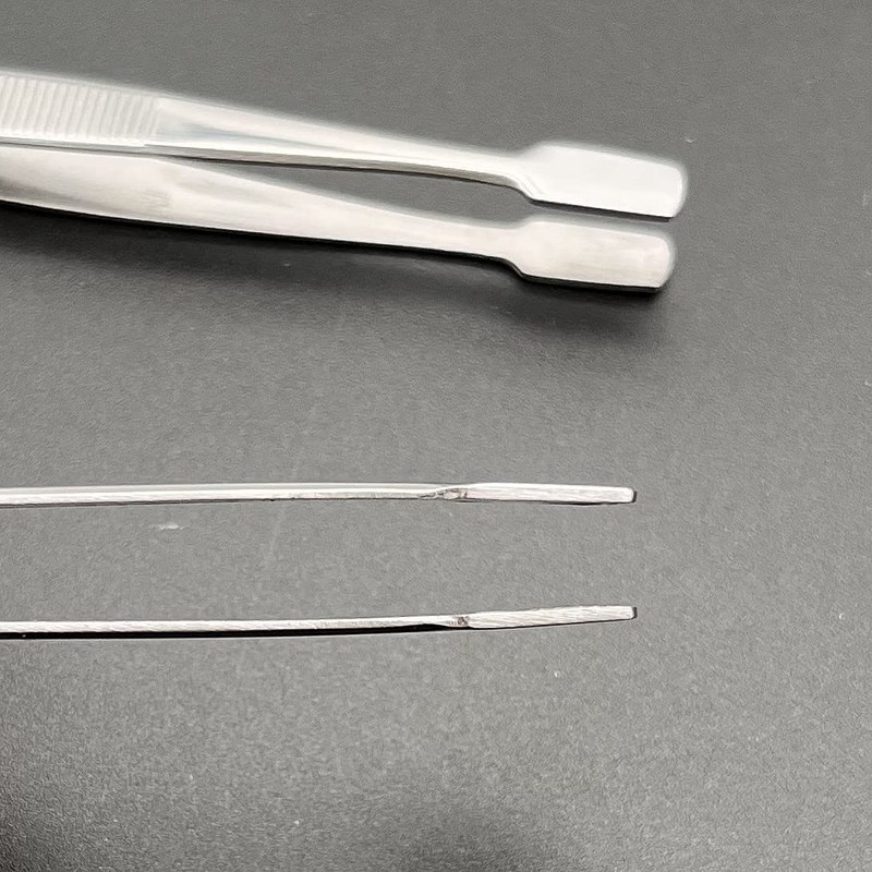 JZK Stainless Steel Flat Head Tweezers, 2Pcs for Philately, Crafting,