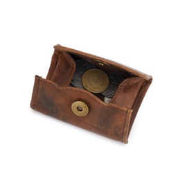 CestAntiQ, Genuine Leather Squeeze Coin Purse, Compact Brown Coin Pouch, Change Holder for Men and Women, Small Pocket-Sized Wallet, Leather Coin Organizer for Everyday Use (Brown, 2.3 X 3.36 "),