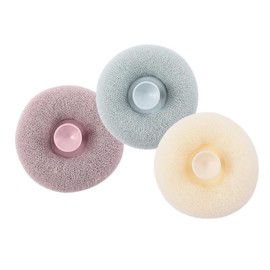 VICASKY 3pcs Exfoliating Shower Sponge Suction Body Scrubber for Women Gentle Bath Brushes Tea Flower and Effortless Body Cleaning and Lathering