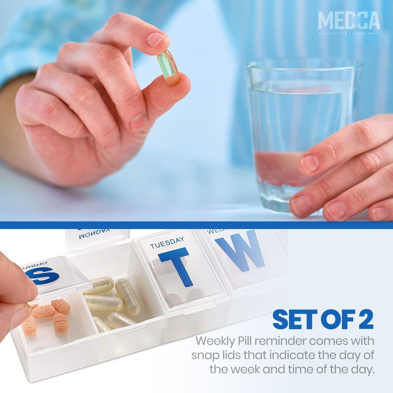 MEDca 7-Day Pill Planner - Extra Large Pill Organizer with