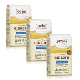 Jovial Einkorn 100% Organic Einkorn All Purpose Flour - Baking Flour, High Protein, Non-GMO, USDA Certified Organic, Unbleached Flour, Product of Italy, Organic All Purpose Flour - 32 Oz, 3 Pack