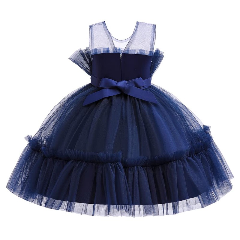 6M-9T - Vestido de fiesta con volantes para bebés y