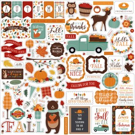 Echo Park Paper Company Happy Fall Element Sticker, Orange, red, Teal, Brown, Yellow