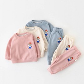 Kids' Long-Sleeve Waffle Boy Jogger Tracksuit Set Kids Jogger Pink 100