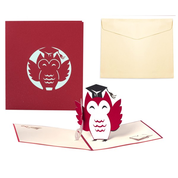 MKISHINE 3D Graduation Greeting Cards Owl with Hat Graduation for