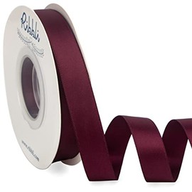 Ribbli Burgundy Satin Ribbon 5/8 inch x Continuous 25 Yards,Double Faced Satin Use for Craft, Gift Wrapping, Christmas Ornaments, Hair Bows, Bouquet Bows