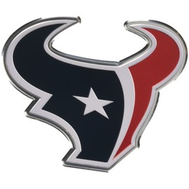 FANMATS 60476 Houston Texans Heavy Duty Aluminum Embossed Color Emblem, Auto Emblem Decal