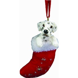 Dalmatian Christmas Stocking Ornament with "Santa's Little Pals" Hand Painted and Stitched Detail