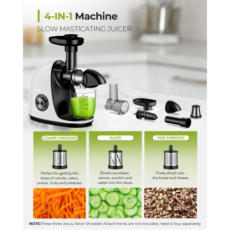 Jocuu Slow Masticating Juicer with 2-Speed Modes - Cold Press